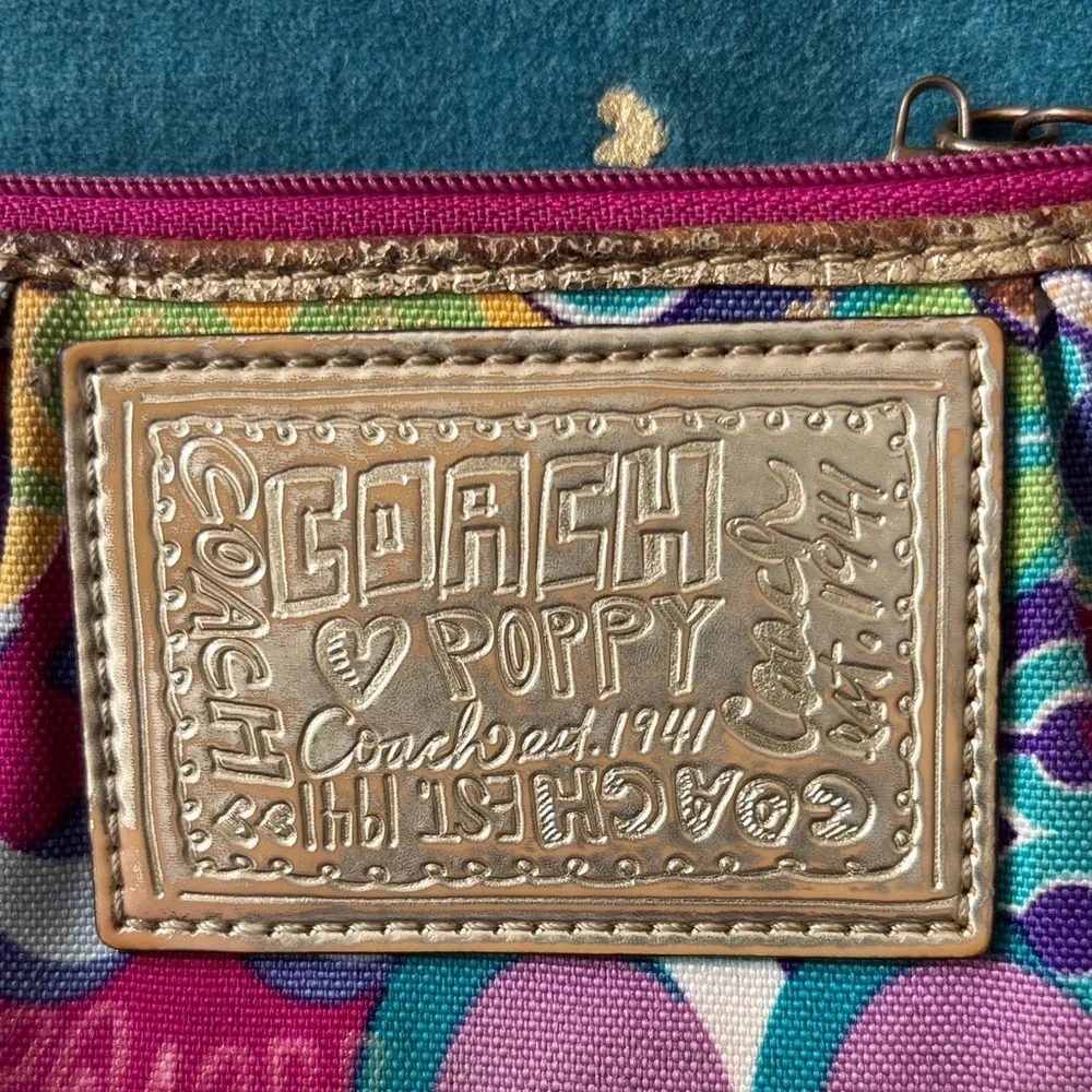 Coach Multicolor Pop Circle Key & Card Holder with Gold Trim - Picture 2 of 8